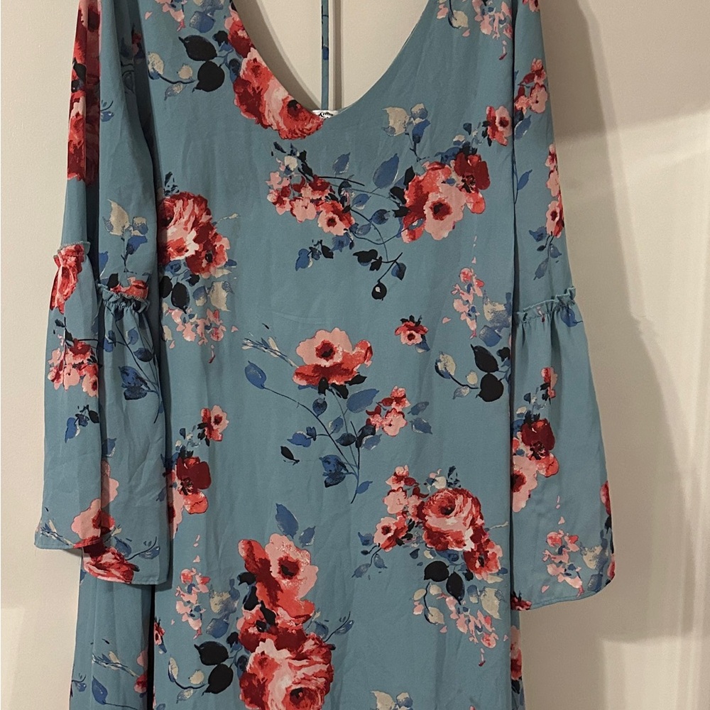Floral Blue and Red Dress